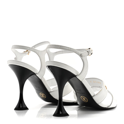 Chanel Calfskin Crocodile Embossed Sandals 37.5 White 5 of 13