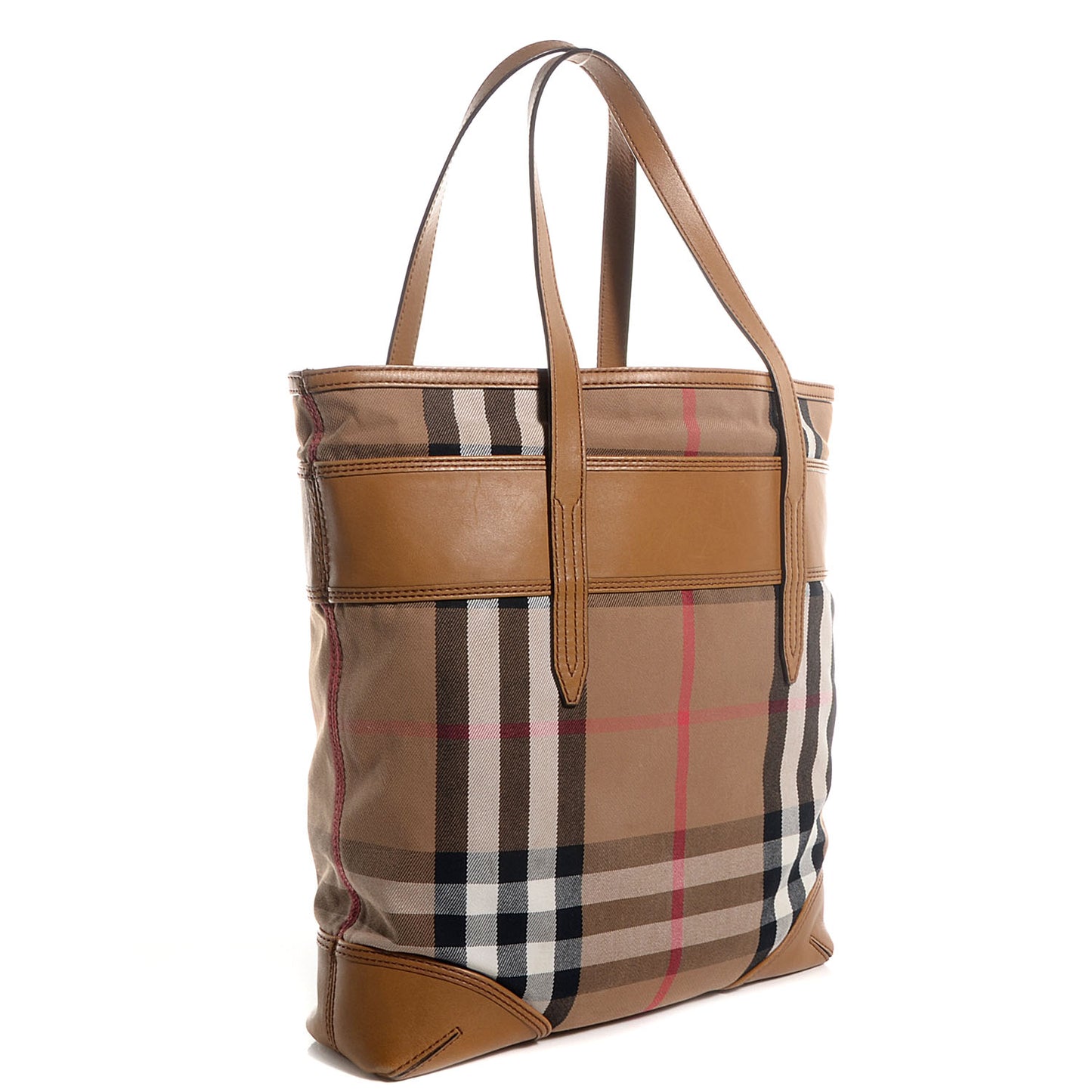 Vintage Leather House Check Webbing Medium Marlow Tote Camel