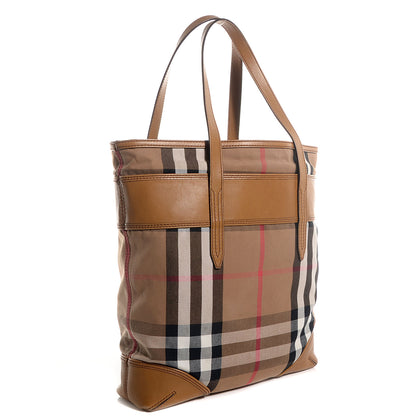 Burberry Vintage Leather House Check Webbing Medium Marlow Tote Camel 4 of 11