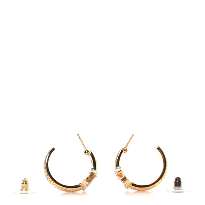 Chanel Metal Crystal CC Logo Hoop Earrings Gold 3 of 5