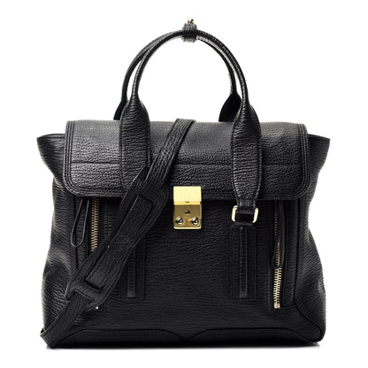 3.1 Phillip Lim Textured Calfskin Medium Pashli Satchel Black 1 of 10