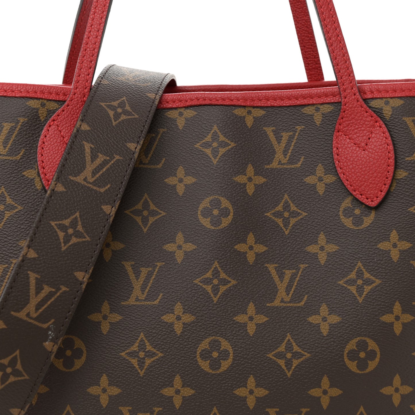 Monogram Inside Out Neverfull Bandouliere MM Sari Red