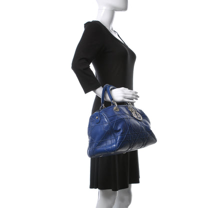 Christian Dior Lambskin Cannage Granville Polochon Blue 2 of 21