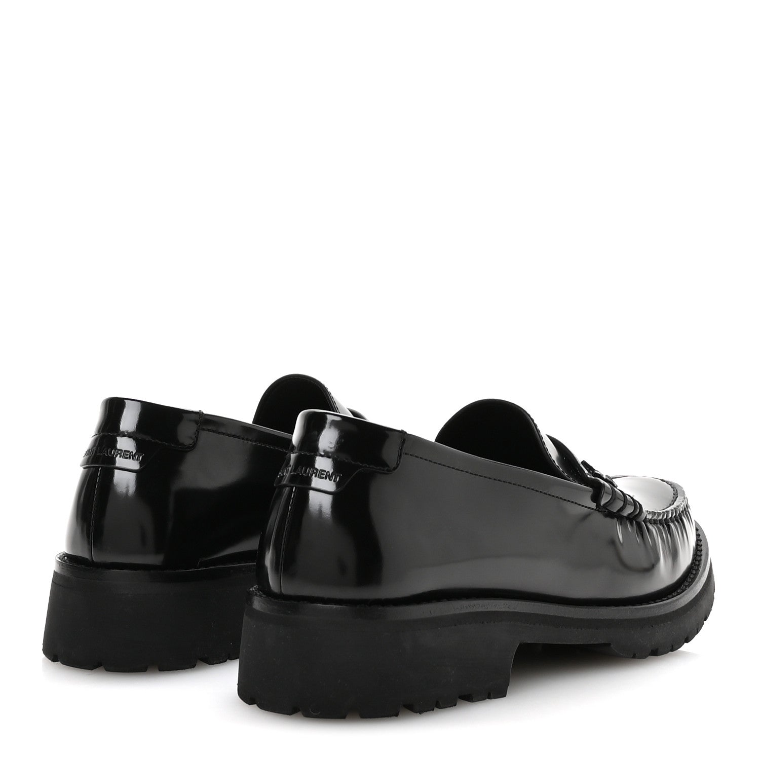 Saint Laurent Glazed Calfskin Chunky Le Loafer Penny Slippers 38 Black 5 of 8