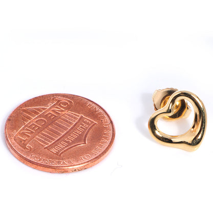 Tiffany 18K Yellow Gold 11mm Elsa Peretti Open Heart Earrings 2 of 5