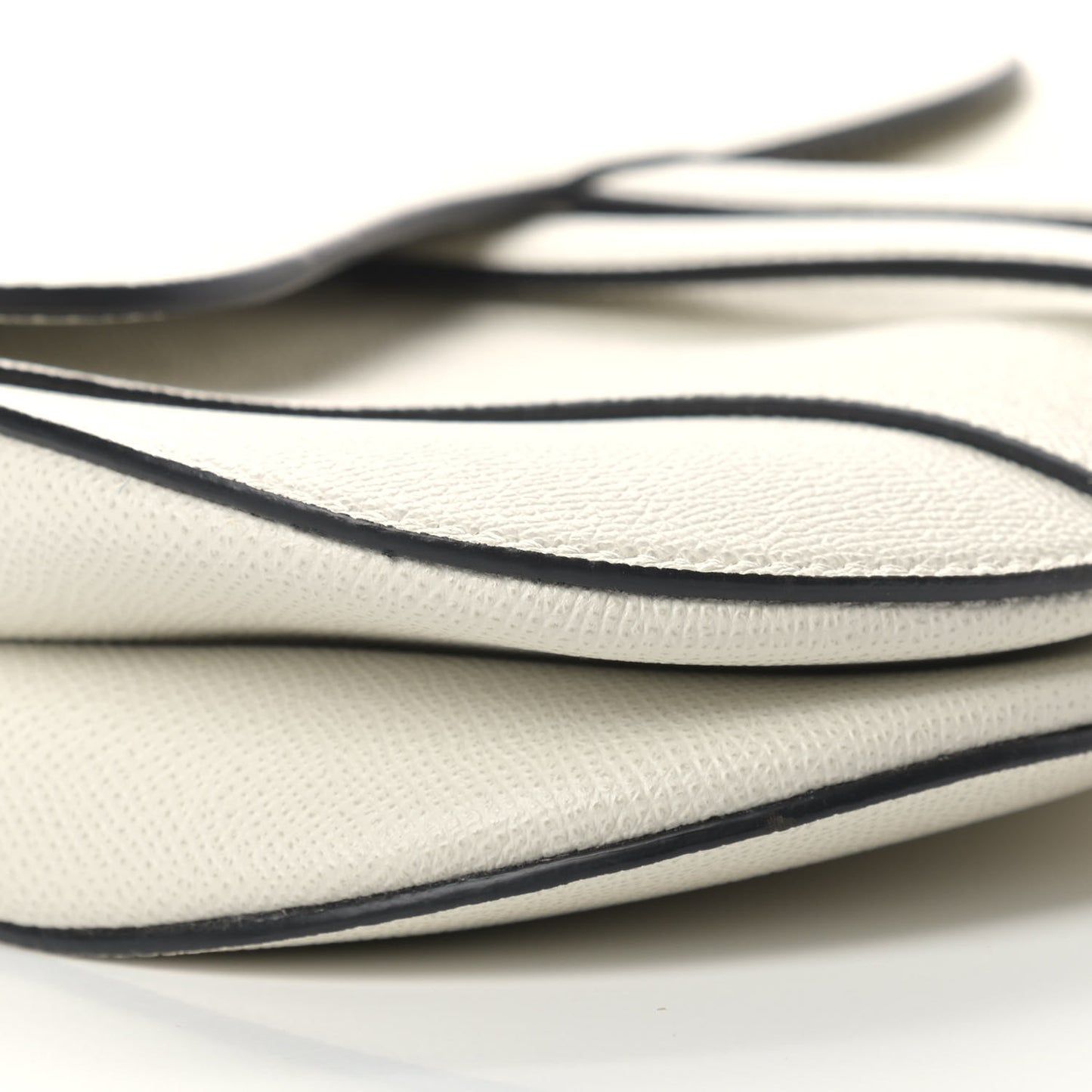 Grained Calfskin Saddle Bag White