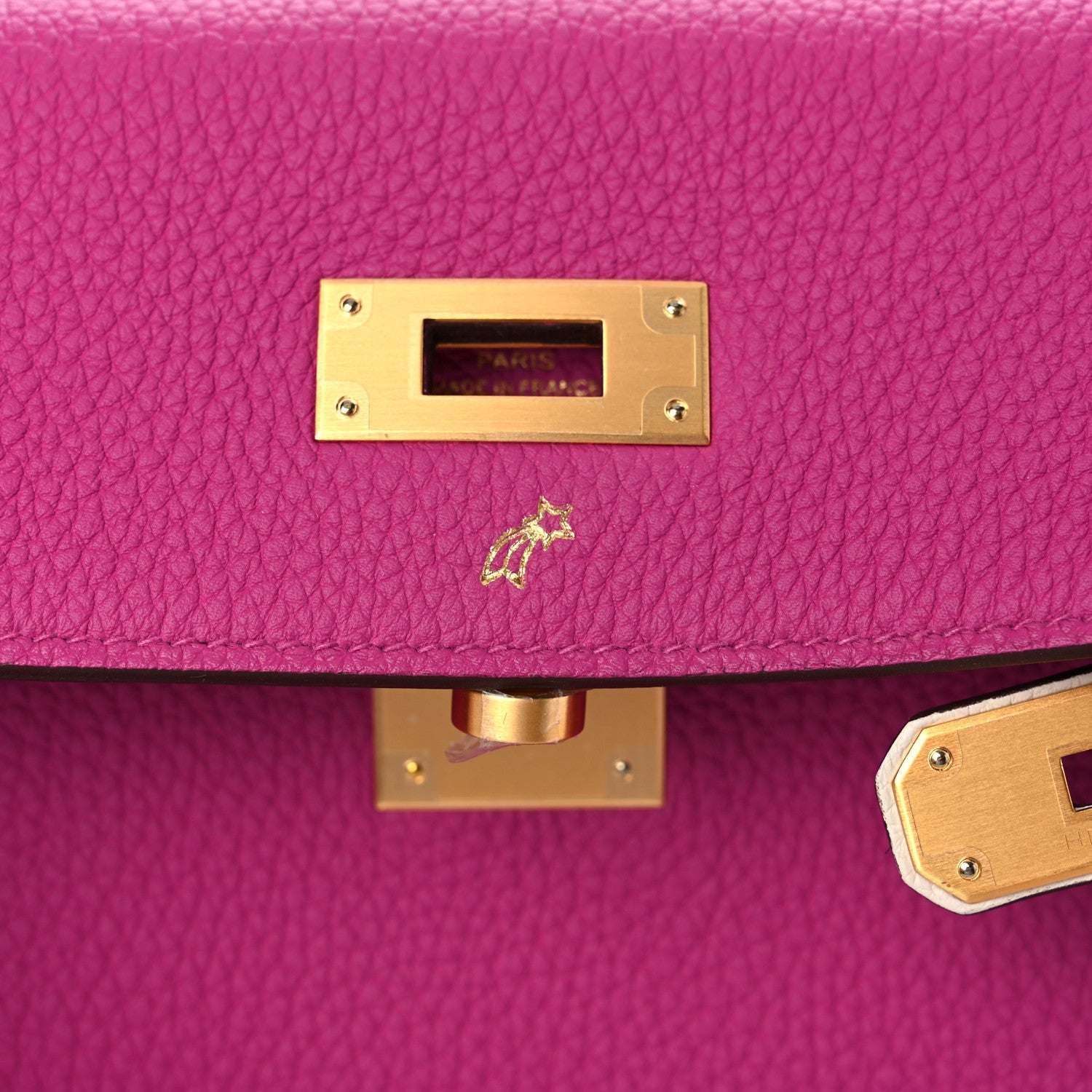 Hermes Togo Horseshoe Kelly Retourne 28 Rose Pourpre Craie 8 of 11