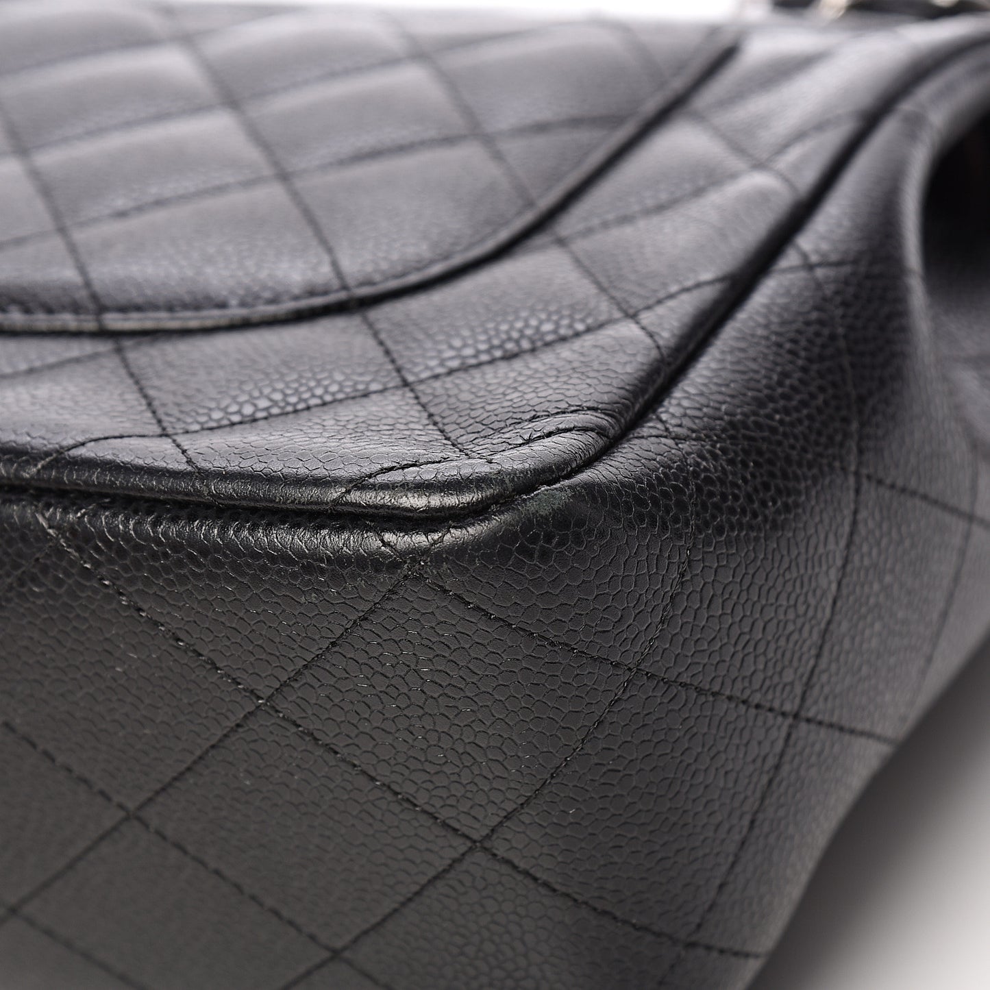 Caviar Quilted Jumbo Double Flap Black