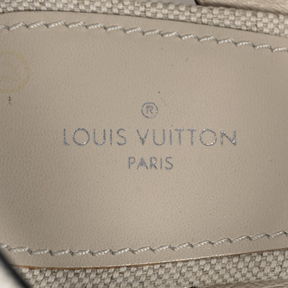 Louis Vuitton Calfskin Canvas Wedge Sandals 38 Beige Black 8 of 8