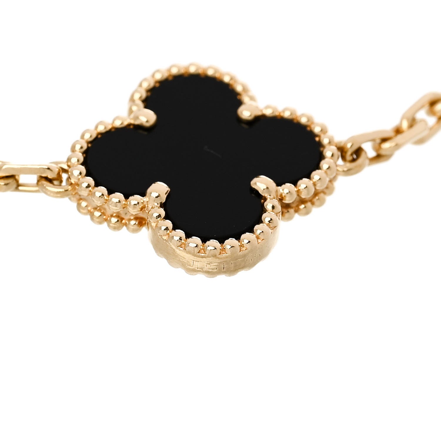 Van Cleef & Arpels 18K Yellow Gold Black Onyx 5 Motifs Vintage Alhambra Bracelet 3 of 5
