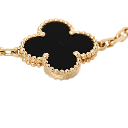 Van Cleef & Arpels 18K Yellow Gold Black Onyx 5 Motifs Vintage Alhambra Bracelet 3 of 5