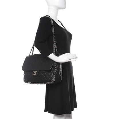 Chanel Washed Lambskin Quilted Maxi Chain Around Flap Black 2 of 10