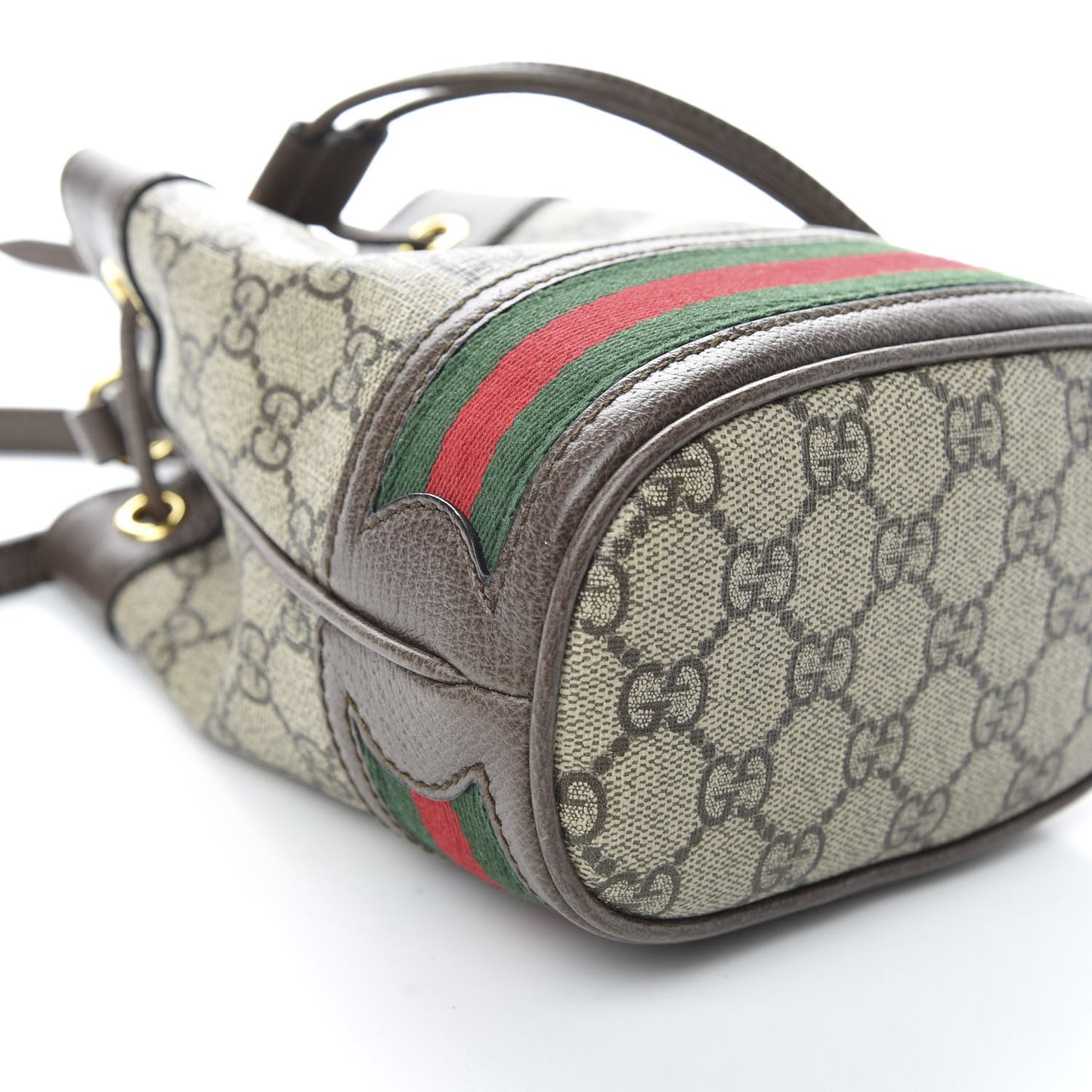 GG Supreme Monogram Web Mini Ophidia Bucket Bag Brown