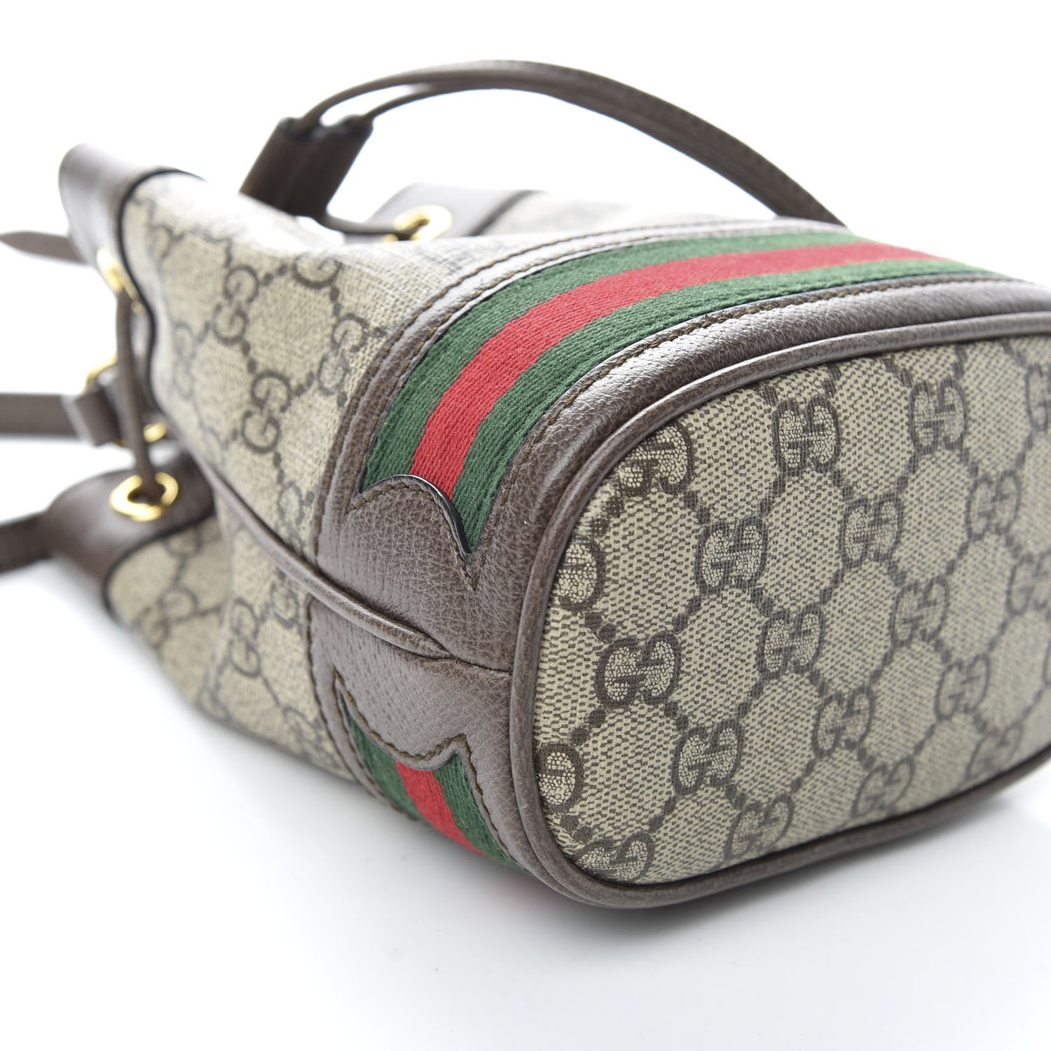 Gucci GG Supreme Monogram Web Mini Ophidia Bucket Bag Brown 6 of 9