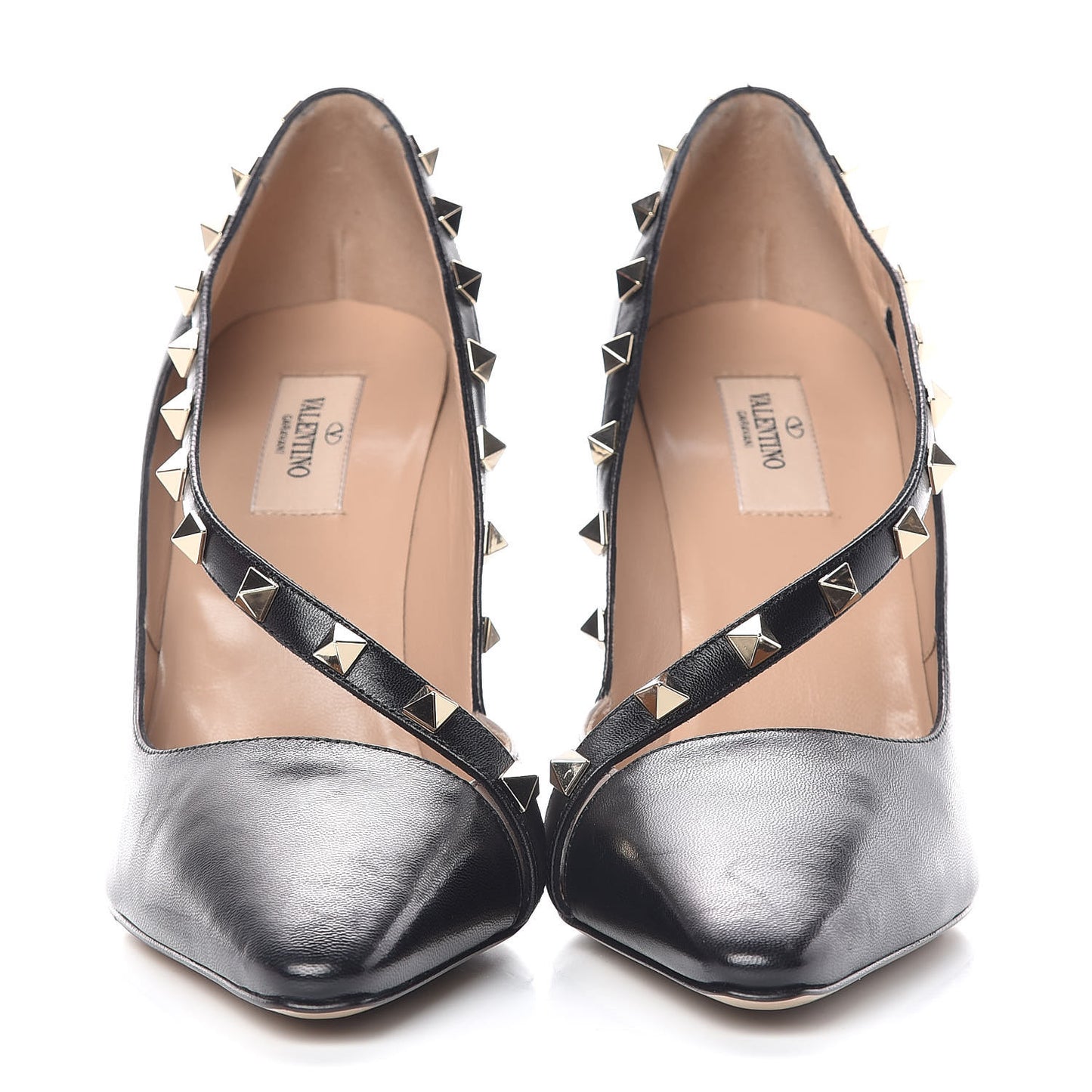 Nappa Rockstud Cross Strap D'Orsay 105mm Pumps 39.5 Black