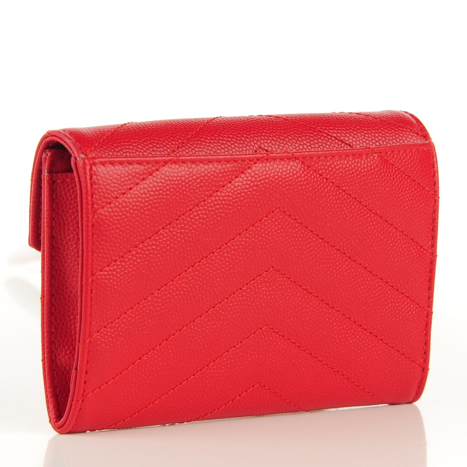 Saint Laurent Grain De Poudre Matelasse Chevron Monogram Envelope Wallet Red 3 of 8