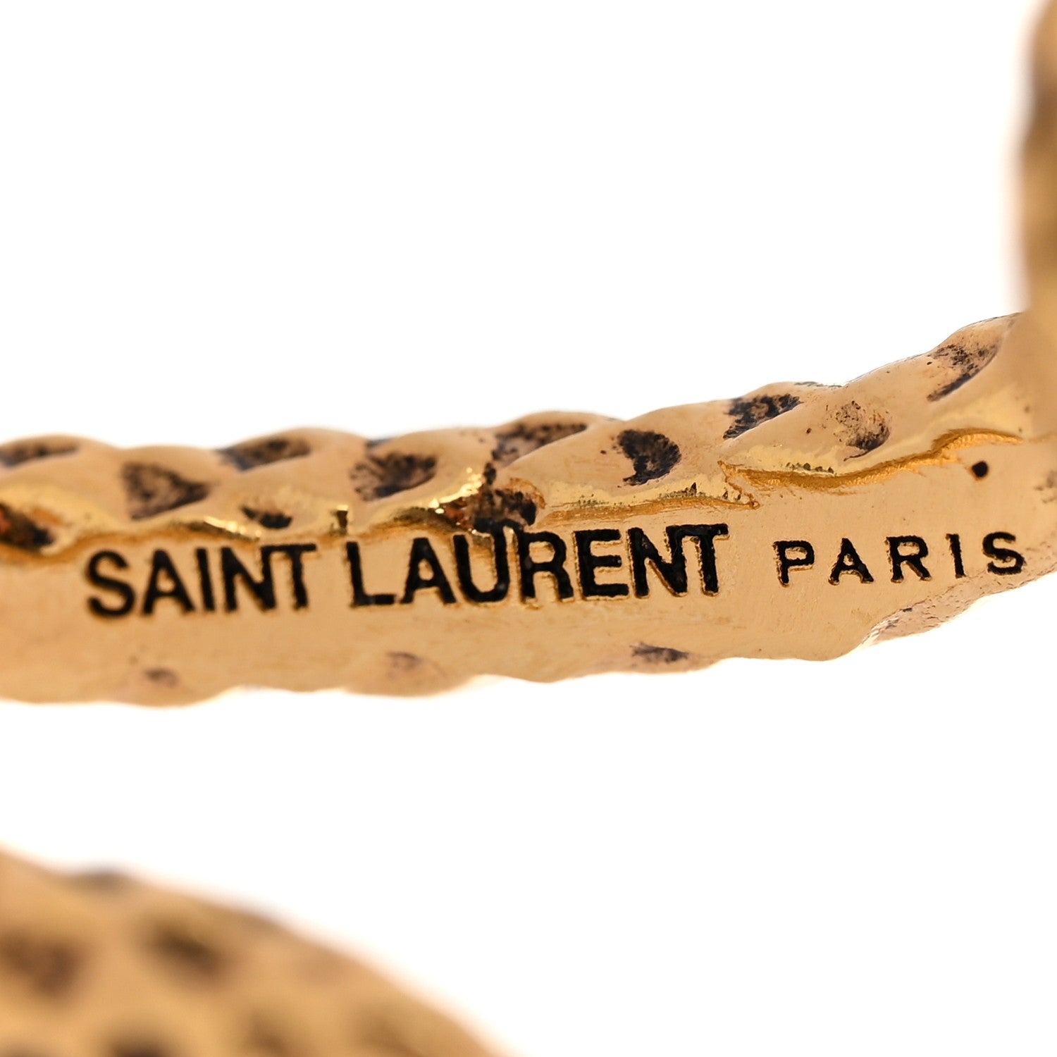 Saint Laurent Metal Resin Snake Ear Cuff Earring Gold Black 4 of 4