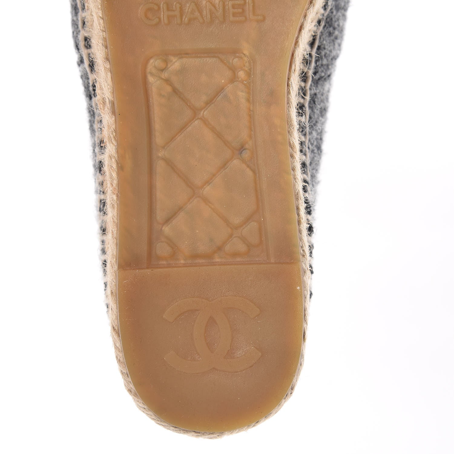 Chanel Tweed Velvet CC Espadrilles 36 Grey Black 8 of 12