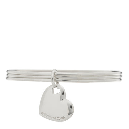 Tiffany Sterling Silver Heart Triple Bangle Bracelet 1 of 4