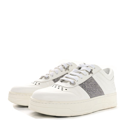 Jimmy Choo Calfskin Glitter Hawaii Sneakers 35 White 4 of 10