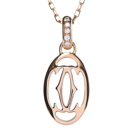 Cartier 18K Pink Gold Diamond Logo Pendant Necklace 4 of 8