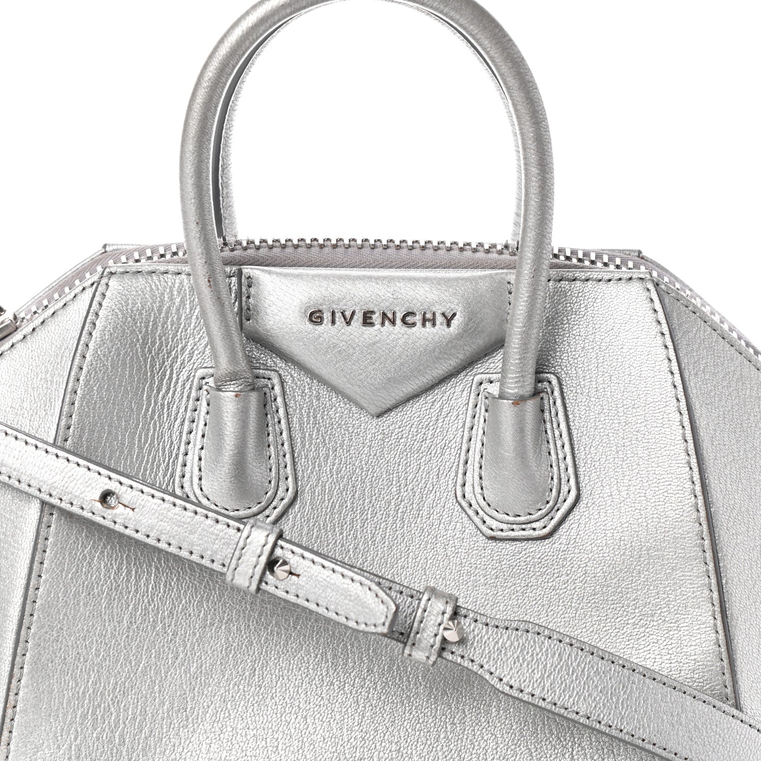 Givenchy Metallic Sugar Goatskin Mini Antigona Silver 7 of 16