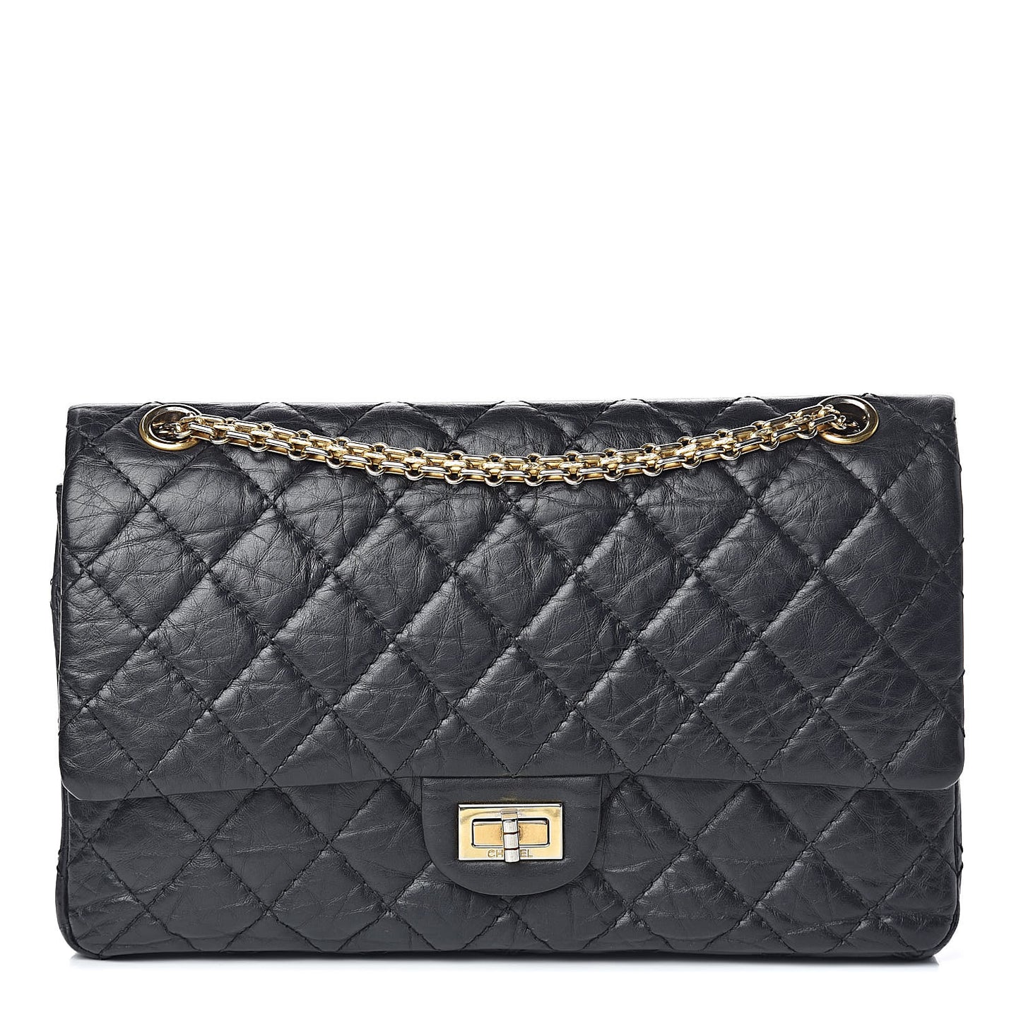 Aged Calfskin Quilted 2.55 Reissue 226 Flap Black