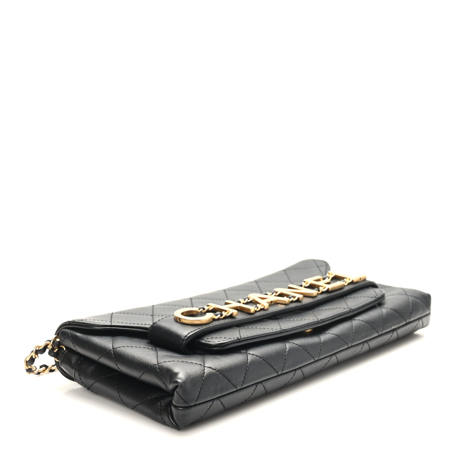Chanel Calfskin Quilted Enchained Clutch Black 4 of 10