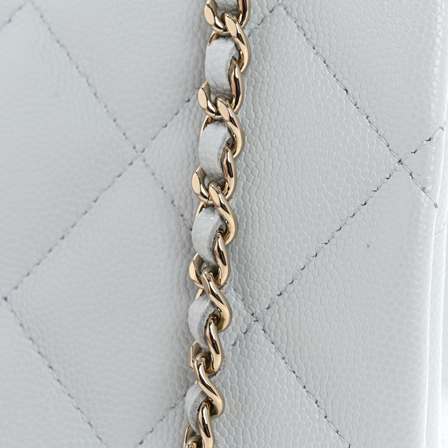 Caviar Quilted Mini Retro Twist Top Handle Flap Light Blue