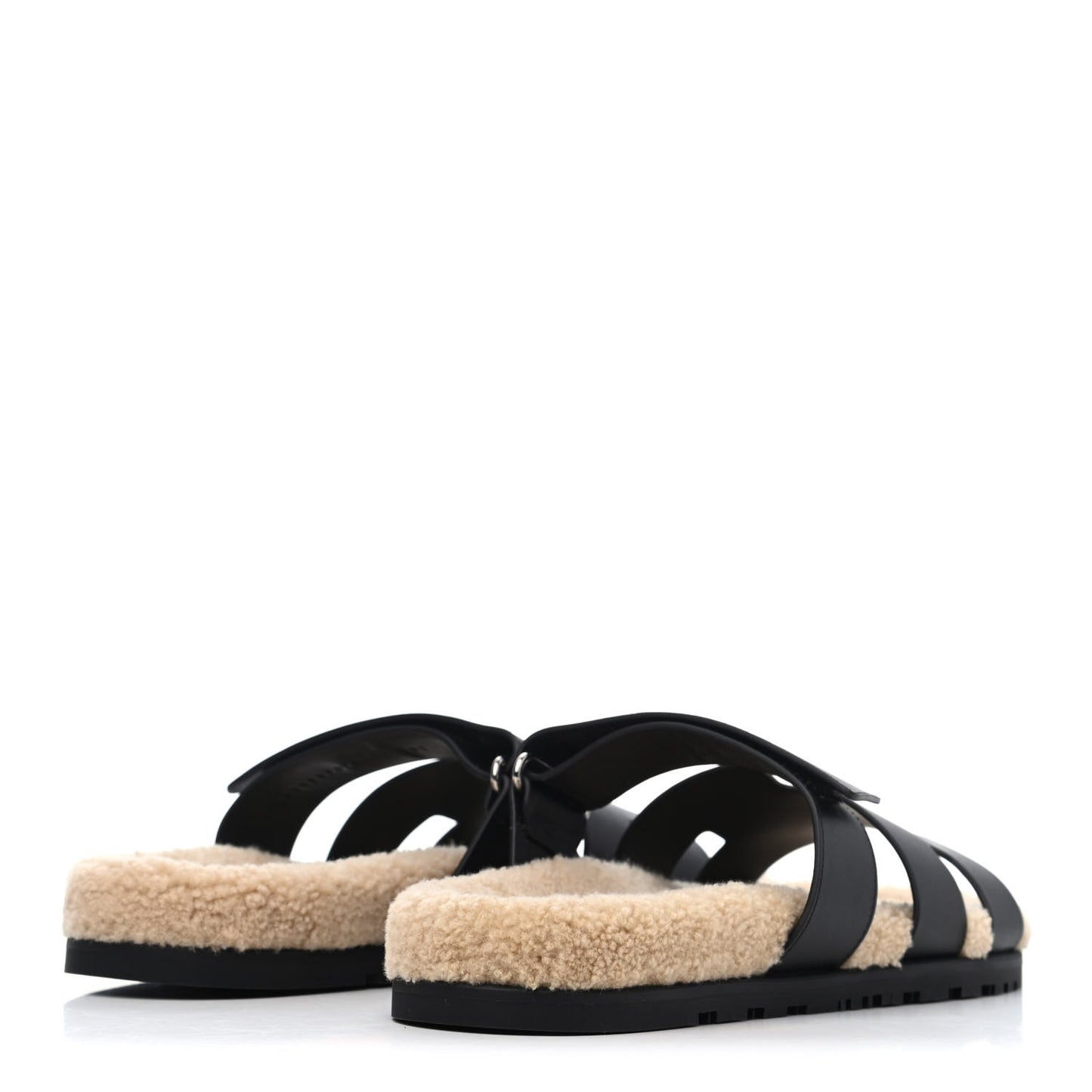 Calfskin Woolskin Mens Chypre Sandals 43 Black Ecru