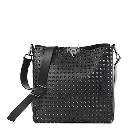 Valentino Garavani Calfskin Rockstud All Over Flip-Lock Messenger Bag Black 1 of 10