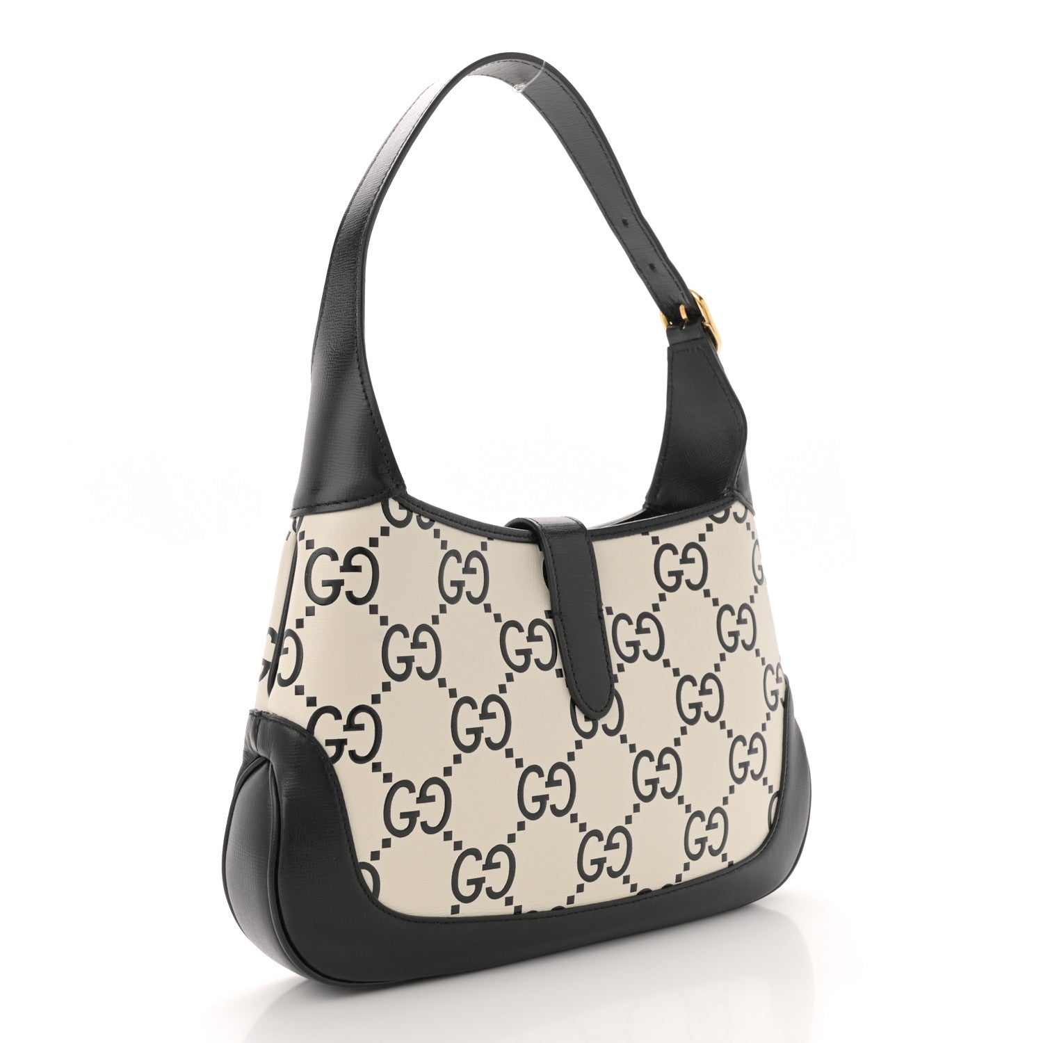Gucci Azalea Calfskin GG Monogram Bi-Color Debossed Small Jackie 1961 Hobo Mystic White Black 3 of 13