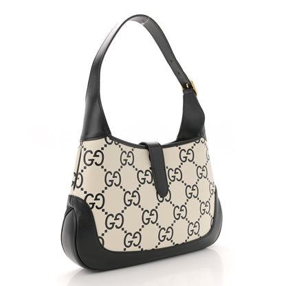 Gucci Azalea Calfskin GG Monogram Bi-Color Debossed Small Jackie 1961 Hobo Mystic White Black 3 of 13