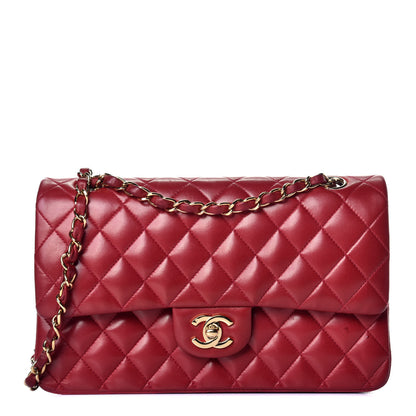 Chanel Lambskin Quilted Medium Double Flap Red Fonce 1 of 10
