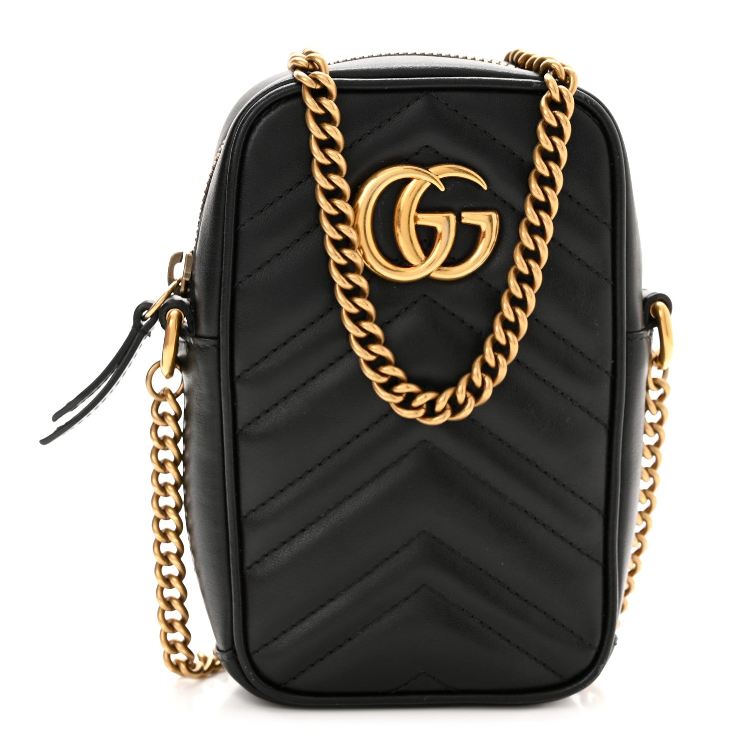 Gucci Calfskin Matelasse Mini GG Marmont Crossbody Bag Black 1 of 10