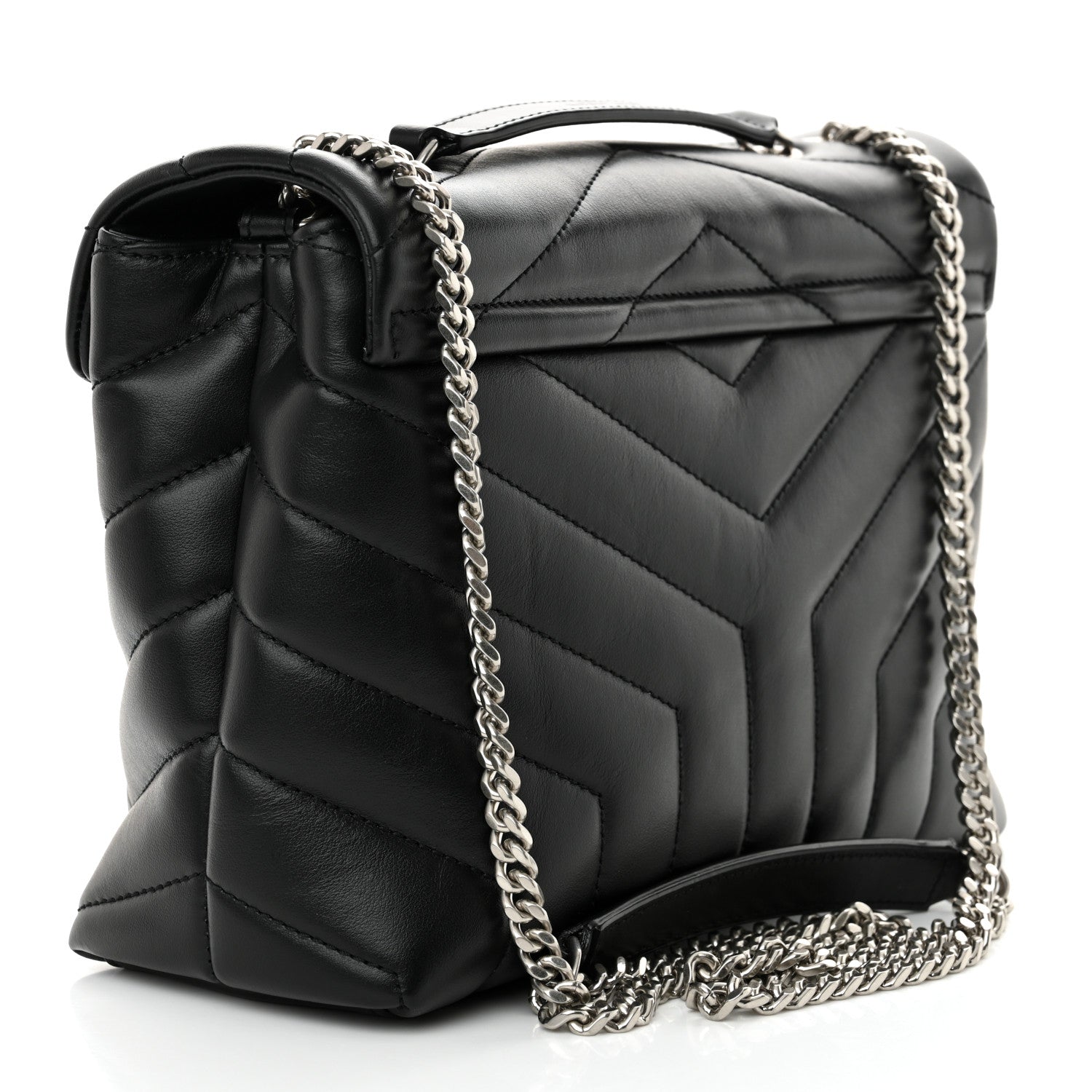 Saint Laurent Calfskin Y Quilted Monogram Small Loulou Crossbody Bag Black 3 of 10