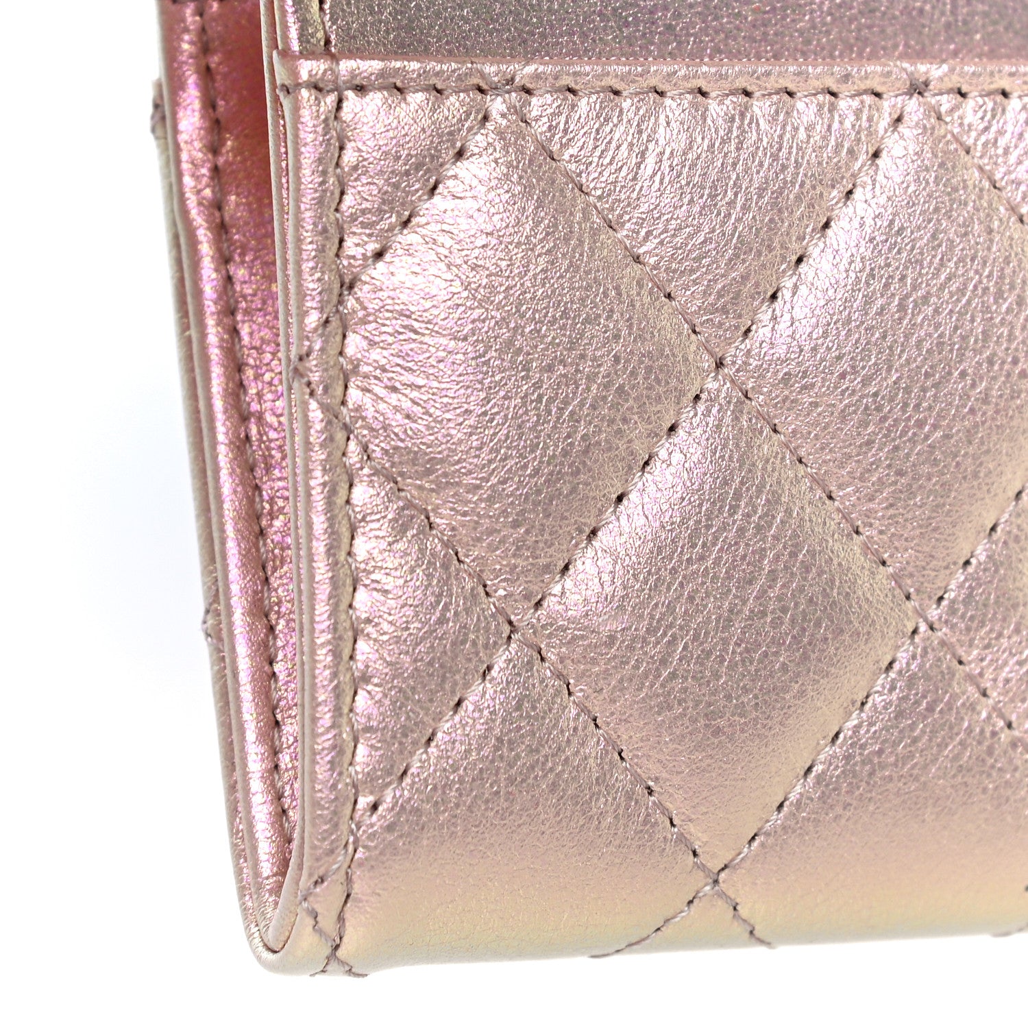 Chanel Iridescent Calfskin Quilted Flap Card Holder Wallet Pink 15 of 18