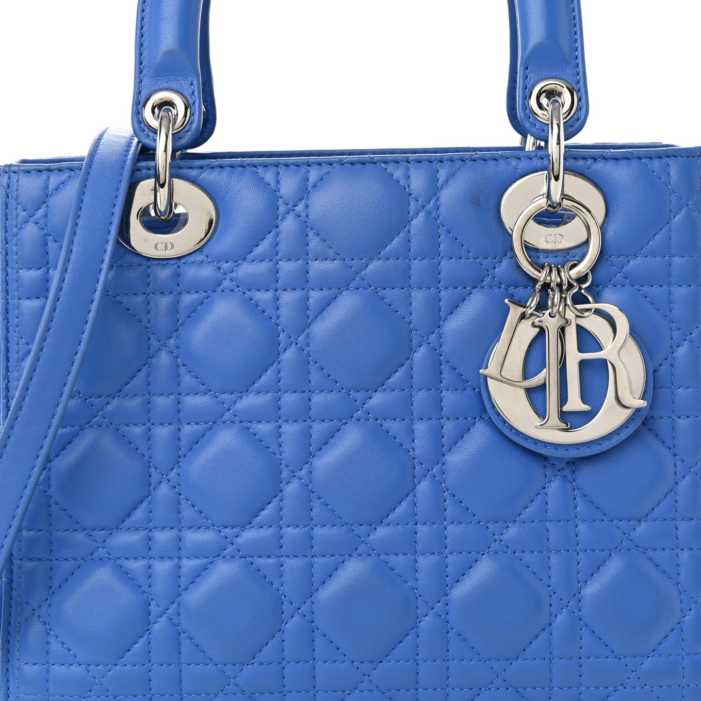Lambskin Cannage Medium Lady Dior Blue Pastel