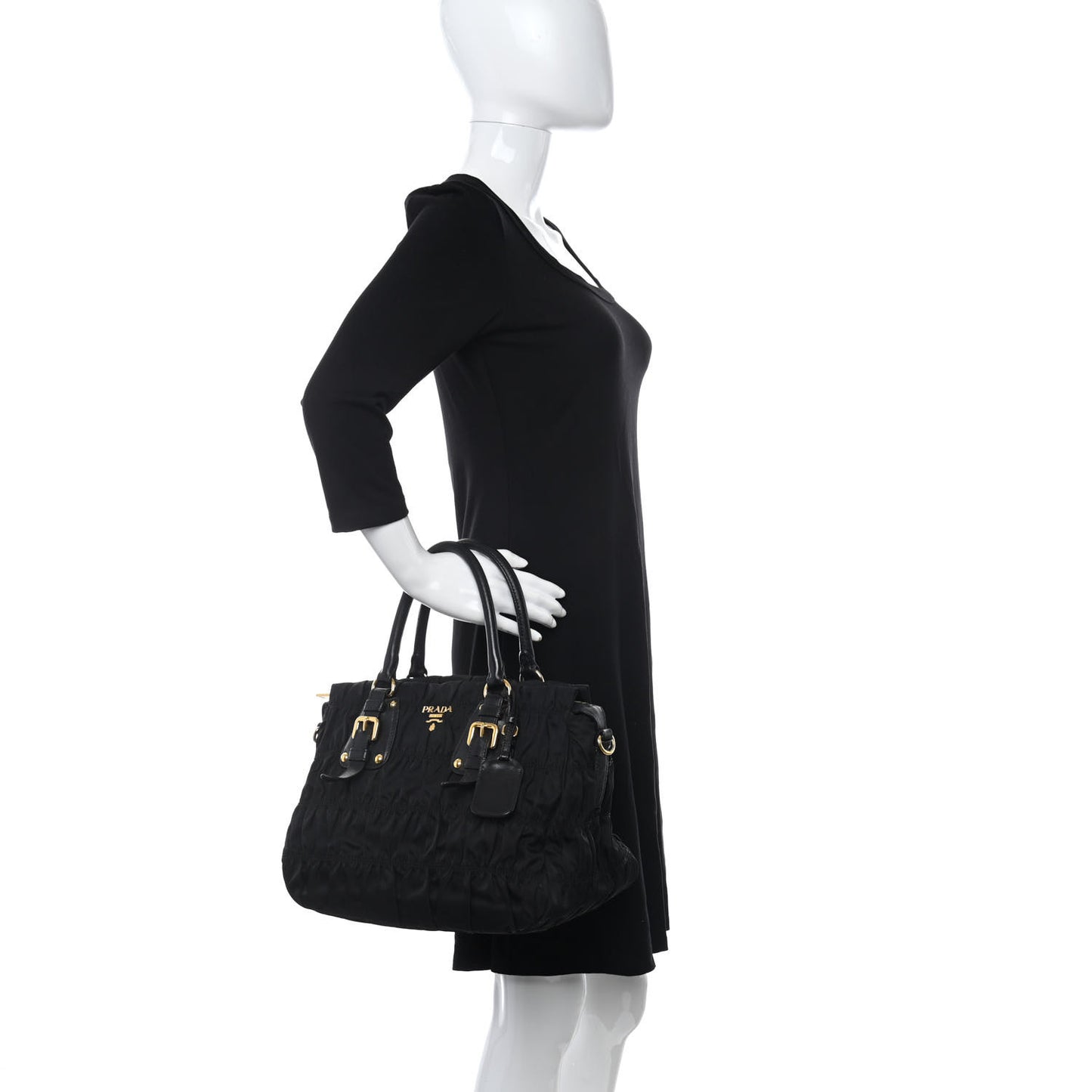 Tessuto Nylon Gaufre Tote Black