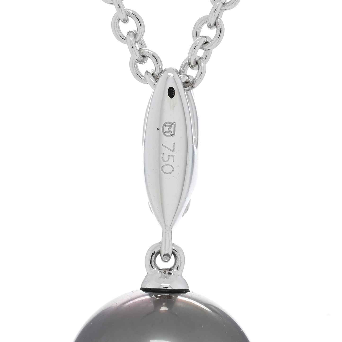 18K White Gold Diamond Black South Sea Pearl 9.5mm Pendant Necklace