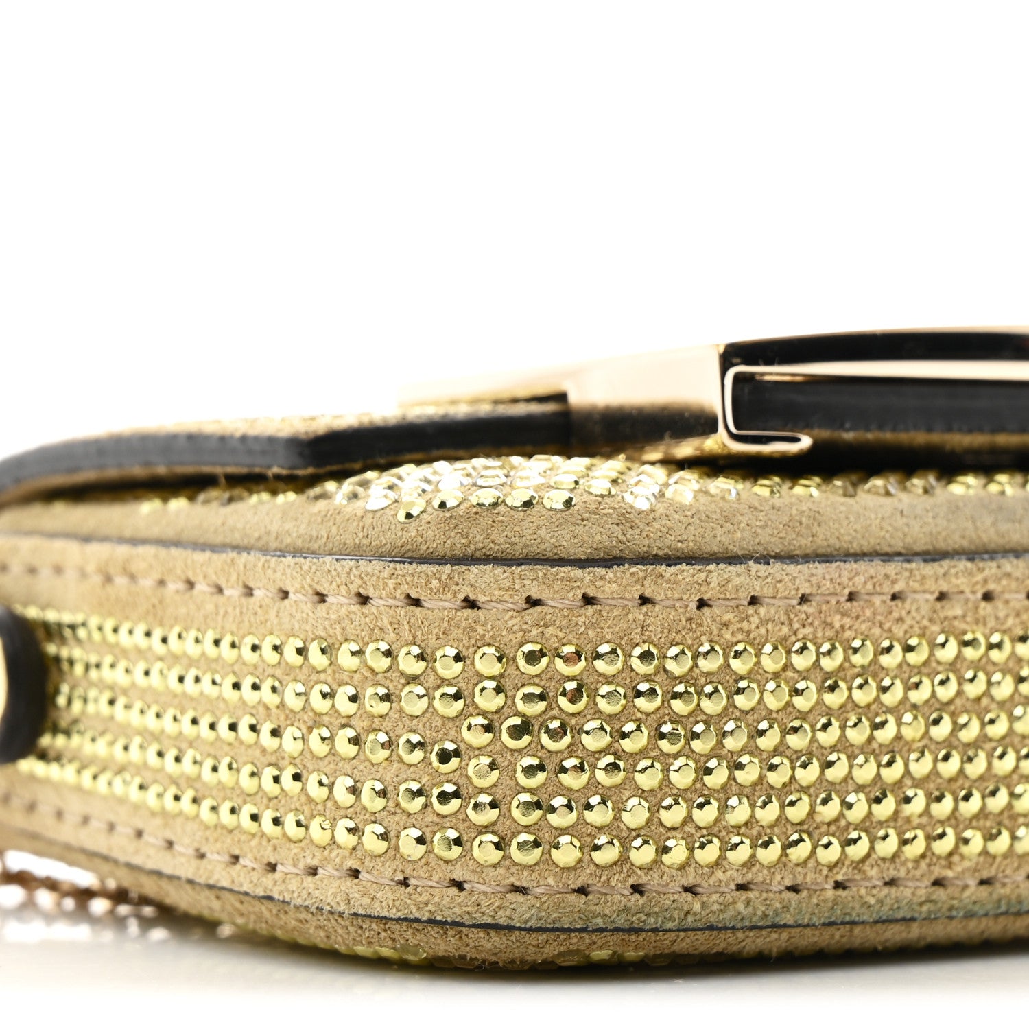 Fendi Crystal Vitello Laminato FF Nano Maxi Buckle Baguette Charm