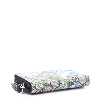 Gucci GG Supreme Monogram Blooms Zip Around Card Case Wallet Beige Blue Navy 3 of 6