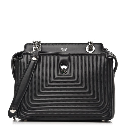 Fendi Shiny Nappa Trapuntata Small DotCom Click Chain Satchel Black 1 of 12