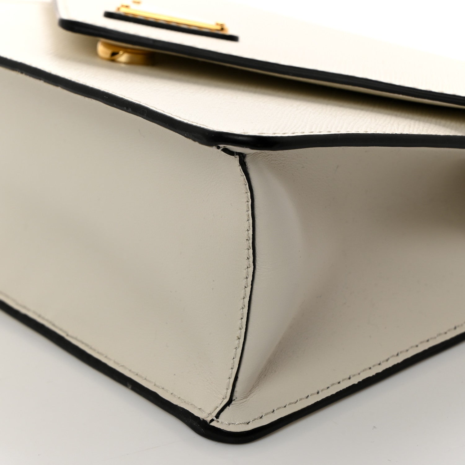 Prada Saffiano Soft Calfskin Metal Triangle Logo Envelope Chain Shoulder Bag White 10 of 10