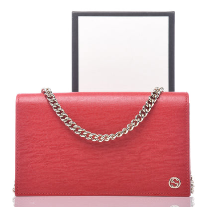Gucci Textured Calfskin Medium Betty Chain Wallet Tabasco Red 9 of 9