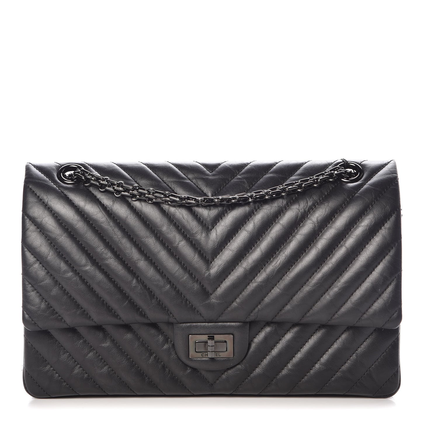 Aged Calfskin Chevron Quilted 2.55 Reissue 226 So Black