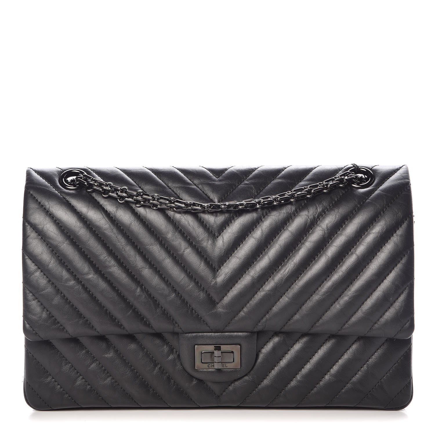 Chanel Aged Calfskin Chevron Quilted 2.55 Reissue 226 So Black 1 of 10