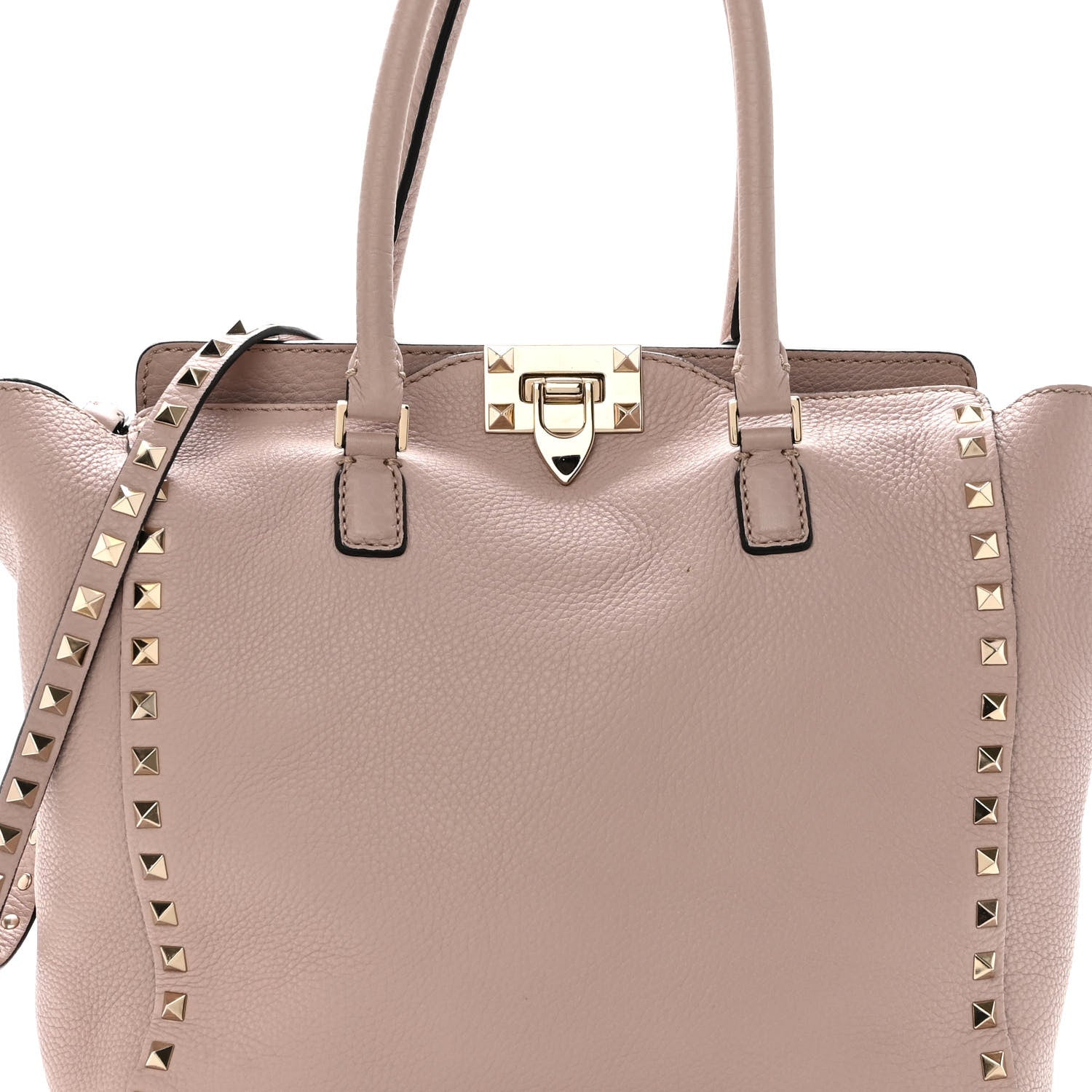 Valentino Garavani Grained Calfskin Rockstud Double Handle Tote Poudre 6 of 10