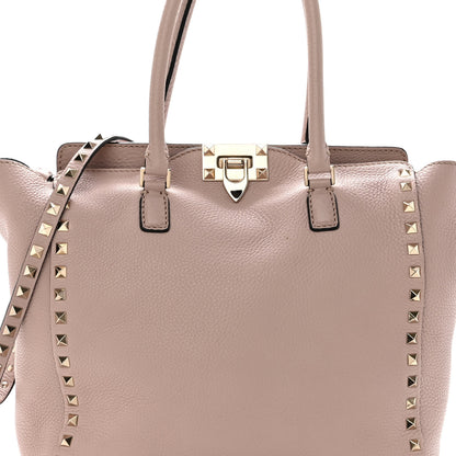 Valentino Garavani Grained Calfskin Rockstud Double Handle Tote Poudre 6 of 10