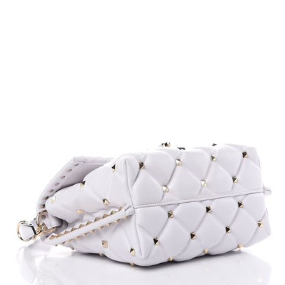 Valentino Garavani Lambskin VLTN Print Candystud Top Handle Bag Optic White Black 4 of 9